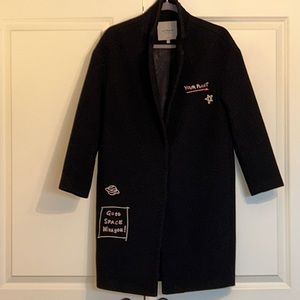 La Chapelle navy blue wool jacket - 35 inches long by 20 wide. Size medium.